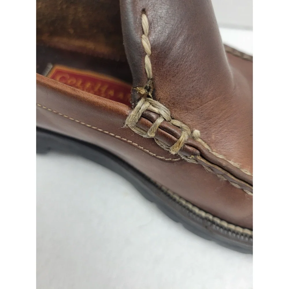 Cole Haan Country Round Toe Slip On Brown Leather Loafers Mens Size 10.5 **READ*